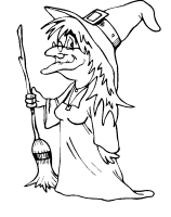 A coloring page of witches